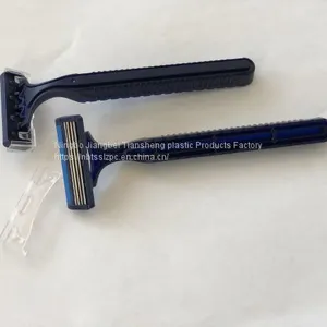 Manufacture Cheap Price Rubber Handle Triple Blade Disposable Shaving Razor thumbnail-3