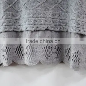 Sweater Dress Women Grey Lace Skirt Jumper Sweaters thumbnail-4