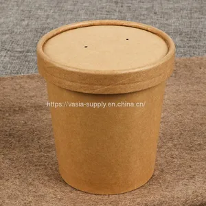 China To Go Disposable 8 oz Kraft Round Soup Cup Soup Containers thumbnail-1