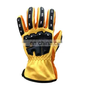 Cowhide Leather Outdoor Work Gloves Anti-vibration Full Finger Impact Protection Safety Work Gloves thumbnail-2