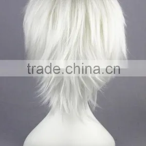 High Quality 35cm Short Straight Hitman Reborn Wig Byakuran Gesso Silvery White Wig Synthetic Anime Wig Cosplay Hair Wigs thumbnail-5