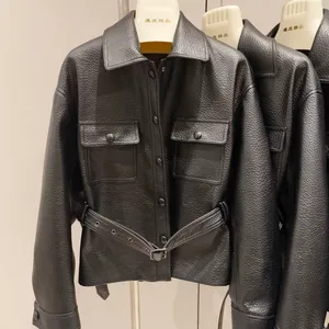 Imported Foamy Sheepskin Song Jia Same Style Sheepskin Short Jacket for Women 2025 Spring New Style Waist-hugging and Slimming Genuine Leather Leather Jacket thumbnail-1