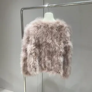 Autumn and Winter Clothing, European and American Ostrich Fur Short Jacket, Long Sleeved Fur Jacket, Fur Jacket thumbnail-2