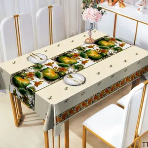 Lovely Pumpkin Pattern PVC Tablecloth, Waterproof, Oil-proof, Easy to Clean, Perfect for Home Dining and Festive Decoration thumbnail-5