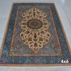 4x6ft Handmade Silk Persian Carpet for Bedroom and Study Room thumbnail-5