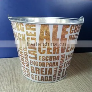 CMYK Logo 8L Galvanized Iron Tin Ice Bucket, Ice Pails, Beer Bucket With Openner thumbnail-3