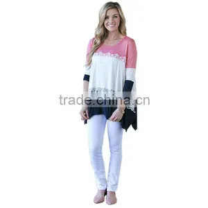 Designer Western Irregular Pastel Color Patchwork Colorblock Bohemian Women Lace Ladies Tops thumbnail-3