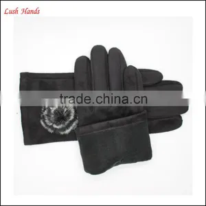 Fashion Tight Leather Gloves for Women With Fur Ball thumbnail-3