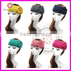 Winter Flower Knit Crochet Headwrap Headband Ear Warmer Headwear Wrap Hairband thumbnail-1