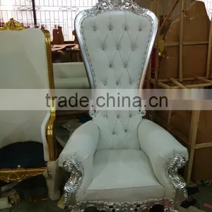 Cheap Golden Silver Classic Antique Reproduction Wooden Royal King Throne Chair thumbnail-1