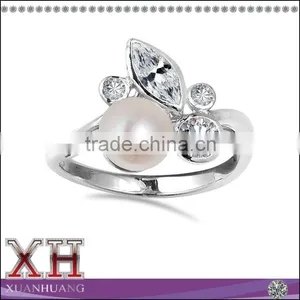 Fashion 925 Sterling Silver Foliage Pink Freshwater Pearl Ring thumbnail-1