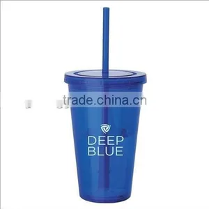 Worldwide Market Eco-friendly Customized Design Reusable for Office Wholesale Fruit Juice Plastic Water Tumbler With Straw thumbnail-2