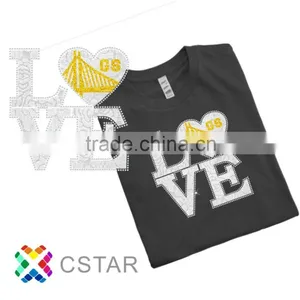 GS Love Bling Glitter Hot Fix OEM Service For Tshirt Motif thumbnail-1