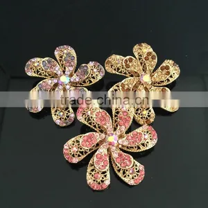 Double Layered AB Rhinestone Flower Brooch Pin For Wedding,Rhinestone Pin Buckle thumbnail-1