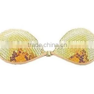 Fashionable Ladies Golden Spangle Push up Bra thumbnail-4