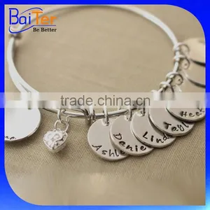 Hot Sale Personalize Stainless Steel 925 Sterling Silver Disc Bangles Bracelets Wholesale Quality Choice thumbnail-2