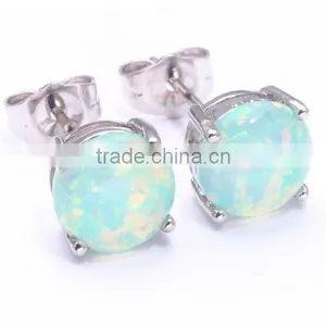 6mm 8mm Fancy Synthetic Blue Opal Earring Stud,925 Sterling Silver Fancy Stud Earring With Blue Opal Quality Choice thumbnail-4