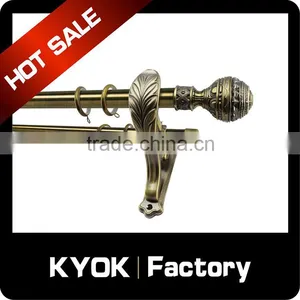 Foshan Experienced Curtain Rod Supplier, Best Sell Antique Bronze Double and Single Curtain Pipe, Aluminum Finials Muslim Style thumbnail-1