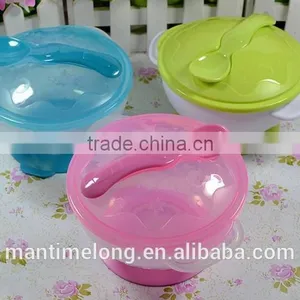 Sucker Bowl Skid Baby Special Suction Wall Bowl Binaural Bowl With Cover and Spoon 3 Colors Optional thumbnail-1