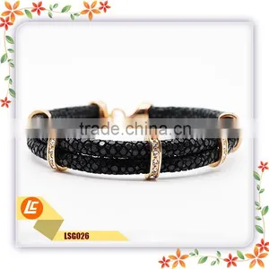 Black Stingray Leather Bracelet Italian Leather Bracelets Truth Fish Leather Bracelet thumbnail-1