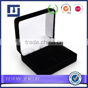 Wholesale Newest Black Velvet Cufflinks Box Packaging Box thumbnail-2