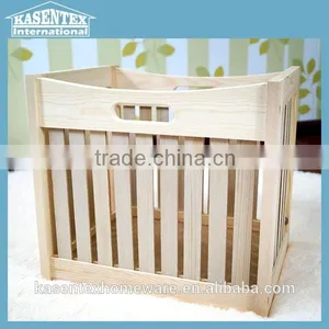 Log Color Wooden Storage Basket Solid Pine Wood Storage Basket thumbnail-1