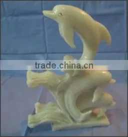 Stone Carving Three Dolphins On Waves - DHUH682 thumbnail-1