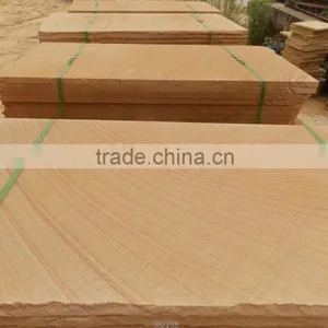 China's Yellow Wood Veins Sandstone, Honed, Natural Split & Mushroom Surface thumbnail-4