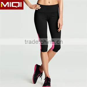 Custom Women Sublimated Printing Yoga Fitness Capri Leggings Wholesale With Plain Color Back thumbnail-2
