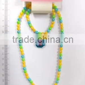 Lovely Children Multicolor Beaded Necklace Bracelet Set With Cartoon Images Pendant thumbnail-1