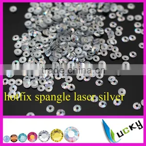 2014 NEW Design Fashion Hot Fix Hologram Spangle Sequin Laser Silver 3mm Middle Hole thumbnail-1
