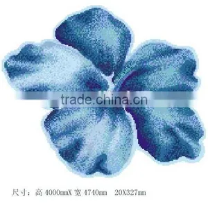Blue Color Flower Design Swimming Pool Glass Mosaic thumbnail-1