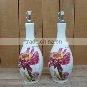 Table Cruet Storage Ceramic Oil and Vinegar Bottle thumbnail-1