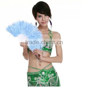 Belly Dance Accessories, Black Belly Dance Turkey Feather Fan for Belly Dancer DJ1029 thumbnail-4