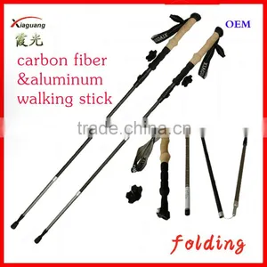 Xia Guang Aluminum 7075 & 3 Sections3kcarbon Fiber Nordic Telescopic Adjustable Trekking Poles thumbnail-2