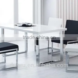 Modern Metal Dining Room Rectangular Tables Strong 201 Stainless Steel Base thumbnail-4