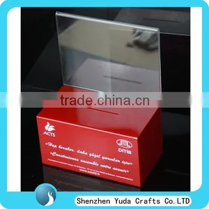 Cheap Transparent Acrylic Donation Money Box With Lock Key High Quality From China Supplier thumbnail-3