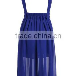 New Fashion Women High Waist Bohemia Style Chiffon Pleated Suspender Dress thumbnail-6