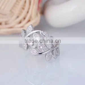 925 Silver Peace and Love Olive Leaf Adjustable Open Ended Ring thumbnail-3