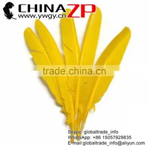 CHINAZP Crafts Factory Bulk Natural Dyed Yellow Turkey Pointers Quill Large Feather for Decoration thumbnail-1