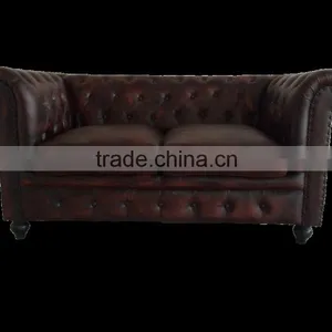 Chesterfield Leather Sofa ,chesterfields 2 Seater Dark Brown Color Sofa thumbnail-1