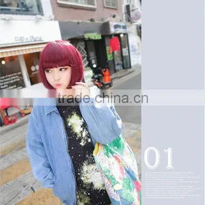 HOT Natural Looking Bob Wigs Short Straight With Slight Wavy Texture Wine Red Bob Wig M8053 thumbnail-3