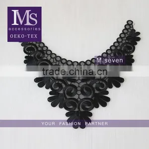 Fashion Neckline Design Embroidery Guipure Lace Collar Black Applique thumbnail-1