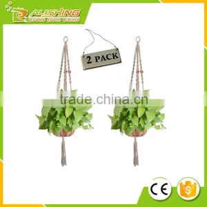 Wholesale 2 Pack Plant Hanger Macrame Jute 4 Legs 40 Inches Plant Holder With Colored Beads for Indoor Outdoor Balcony Ceiling thumbnail-1
