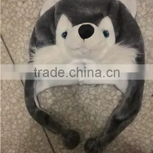 Promotion Customized Logo Winter Plush Hood Kids Dog Husky Animal Hat thumbnail-5