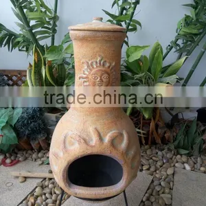 Outdoor Sunset Clay Chimenea in Grey Color thumbnail-2