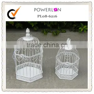 White Hexagon Wedding Birdcage Decorative Bird Cage Centrepiece Shabby Chic thumbnail-1