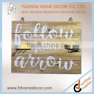 2017 Hot Sell Wooden Wall Printing Sign With Metal Arrow Decor for Home Use thumbnail-5