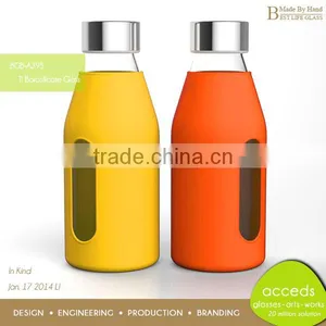 Novelty Pyrex Glass Silicone Drinking Bottle for Sports thumbnail-1