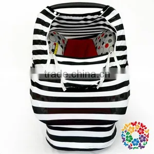 Stretchy Baby Car Seat Cover Black White Stripe Baby Car Seat Cover With Window thumbnail-3